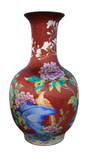 画珐琅花鸟图撇口瓶
