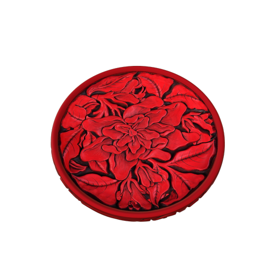 “张成造”剔红栀子花纹圆盘