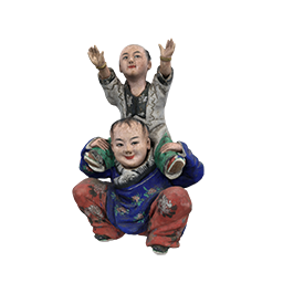 泥塑福禄寿三星侍童像