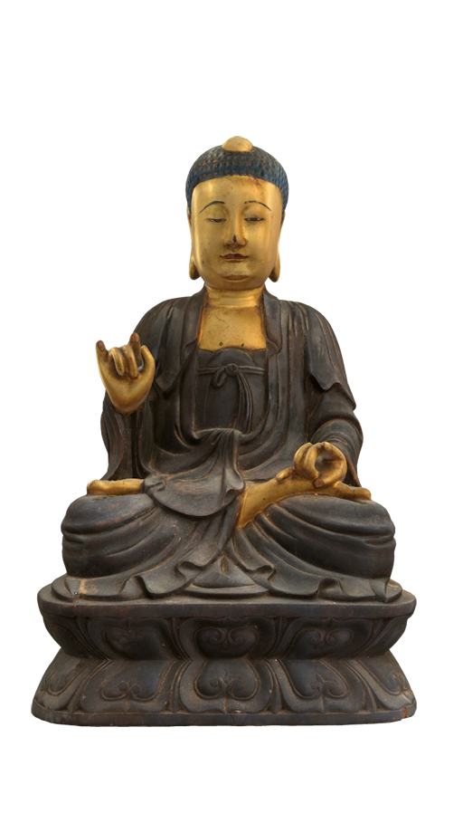 木雕金漆佛坐像