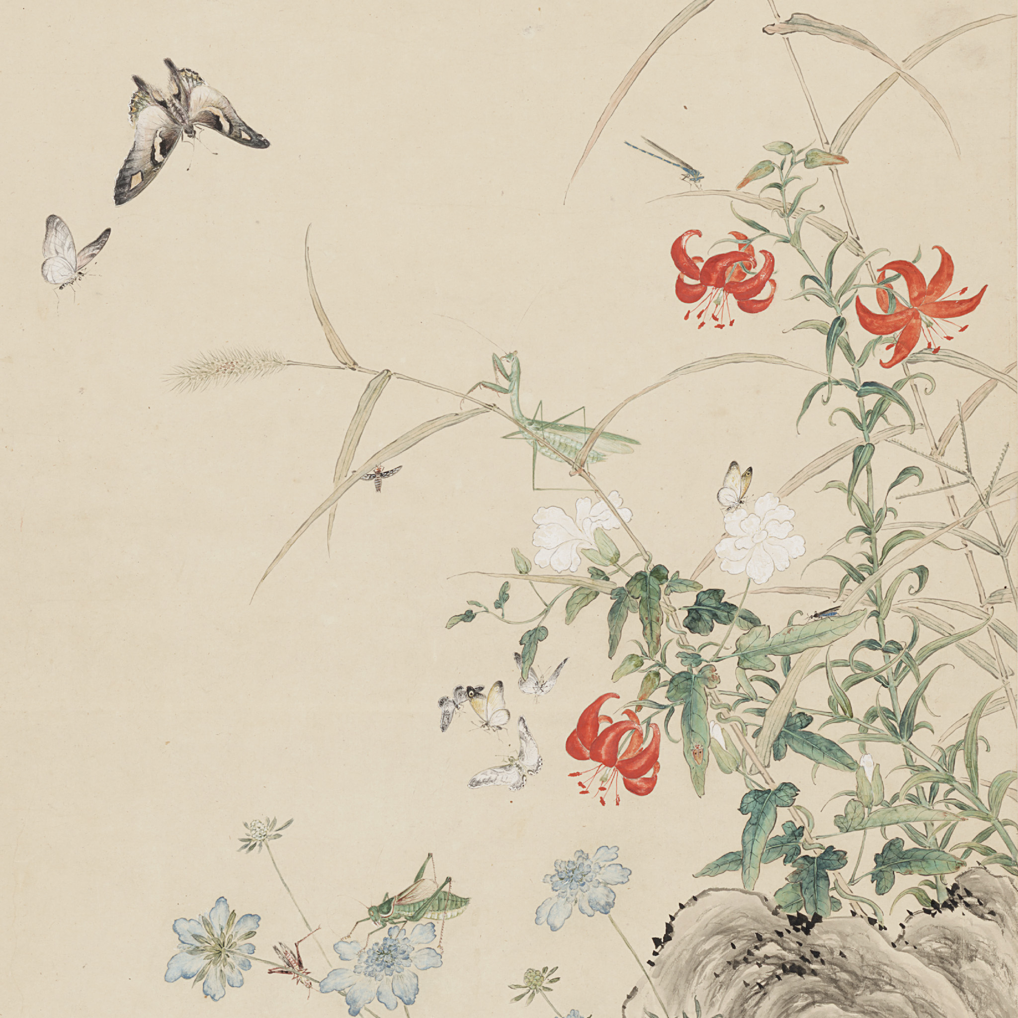 清 余省花卉虫蝶轴 - 故宫博物院 - 故宫壁纸