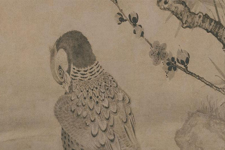 王渊桃竹锦鸡图轴