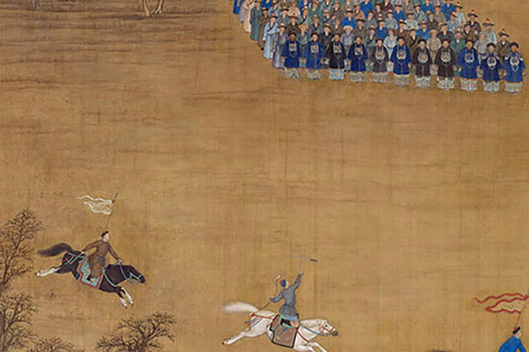 郎世宁等马术图轴