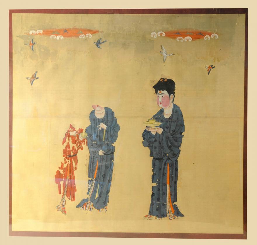 托盏侍女图