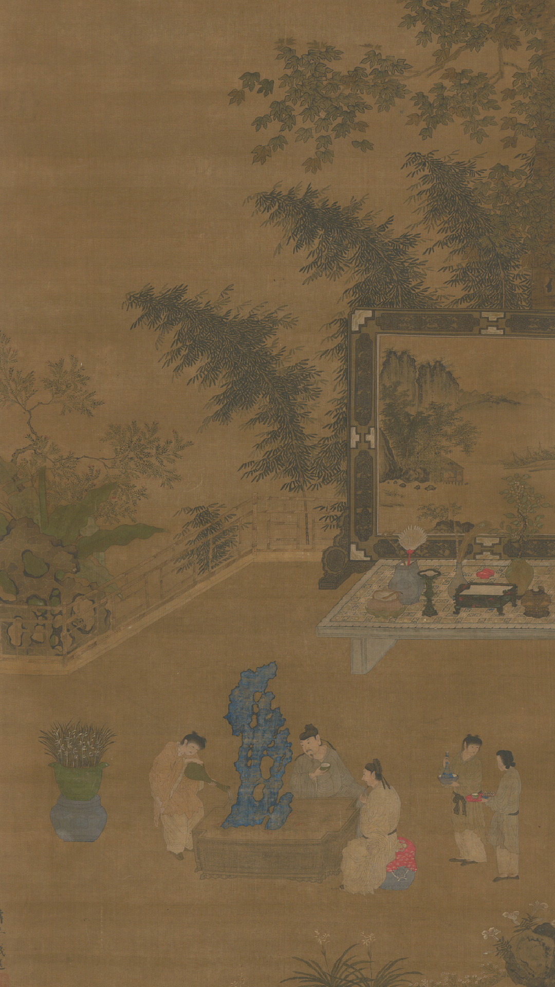 宋 钱选友石图轴 - 故宫博物院 - 故宫壁纸