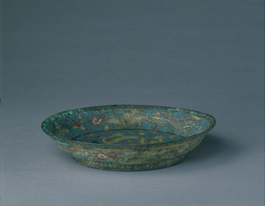 Jiajing-mark cloisonne 'Dragon and Phoenix' plate, The Palace Museum