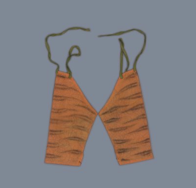 杏黄色菊蝶纹实地纱画虎皮纹夹套裤