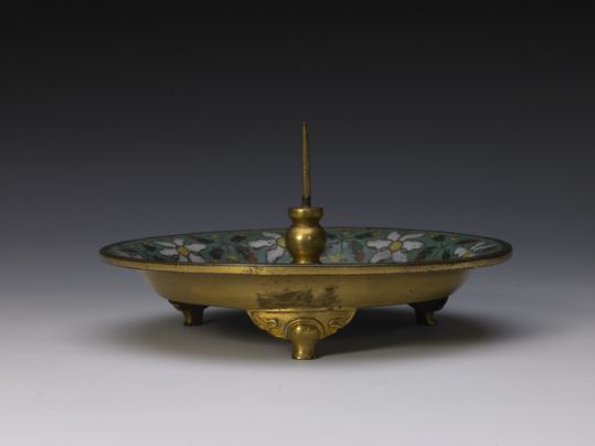 Wanli-mark cloisonne gardenia candlestick, The Palace Museum
