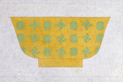 黄地绿万寿字海碗图样