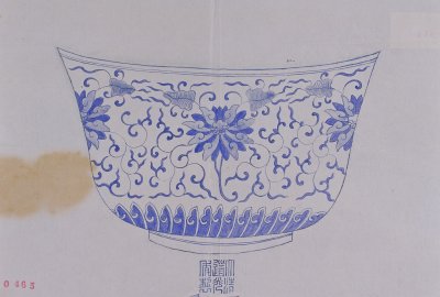 青花缠枝莲纹海碗图样