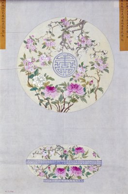 黄地五彩花八寸见圆小盒图样