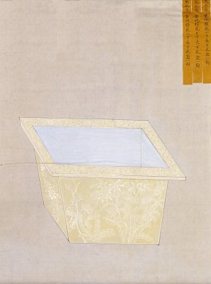 黄地暗花长方花盆图样