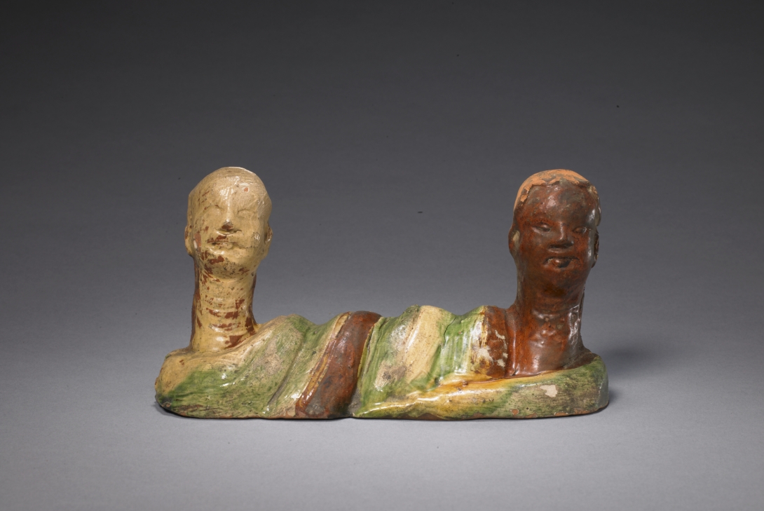 宋 三彩双首蛇身俑