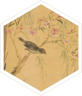 清 周凯桃柳鸣禽图轴