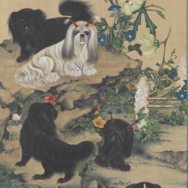 九犬图轴
