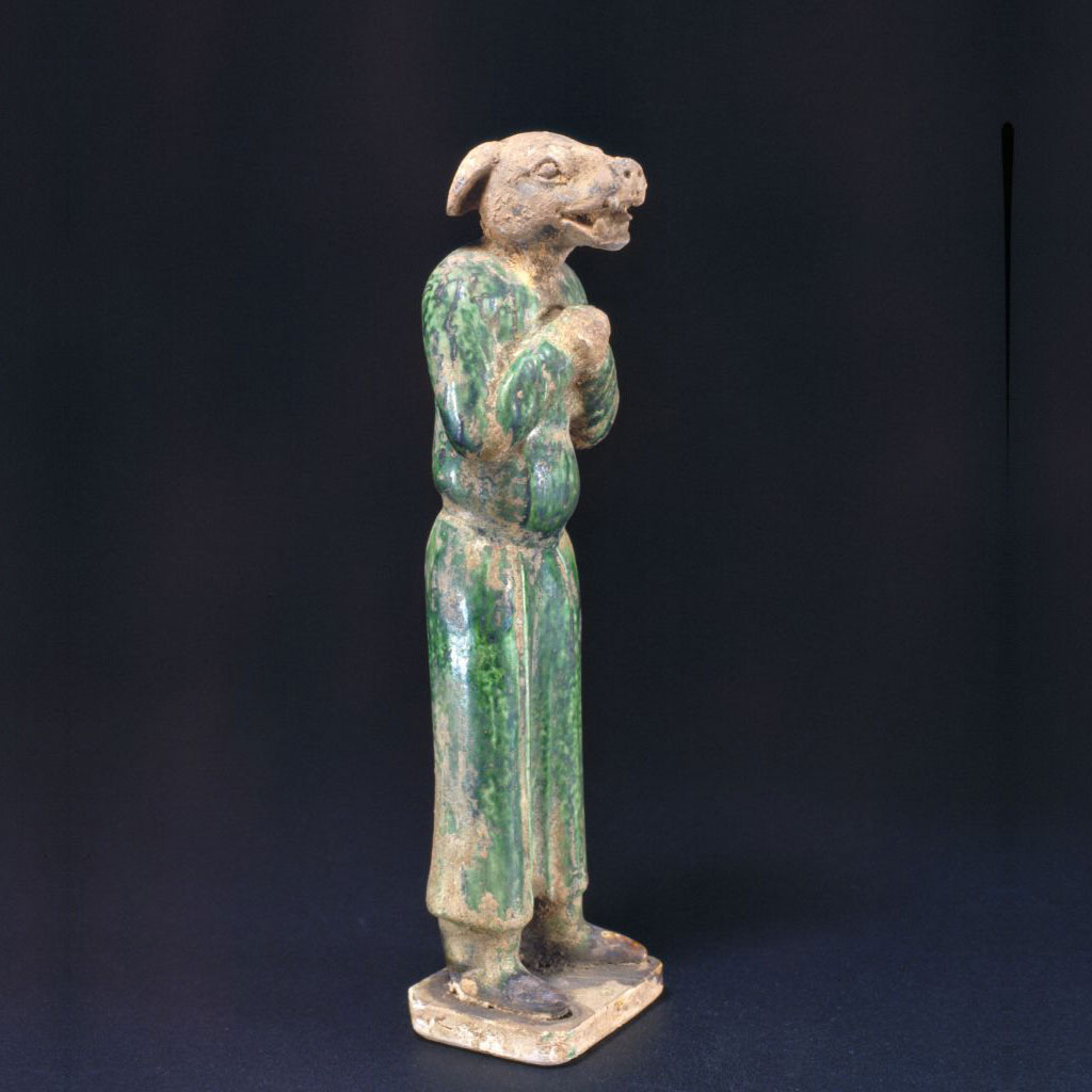 绿釉十二生肖俑——狗